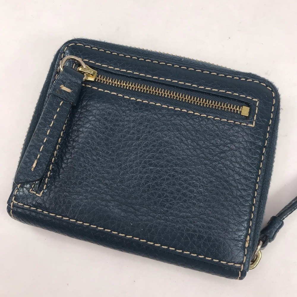 Dooney & Bourke Navy Blue Small Pebbled Grain Leather Zip Around Wallet - Picture 3 of 9